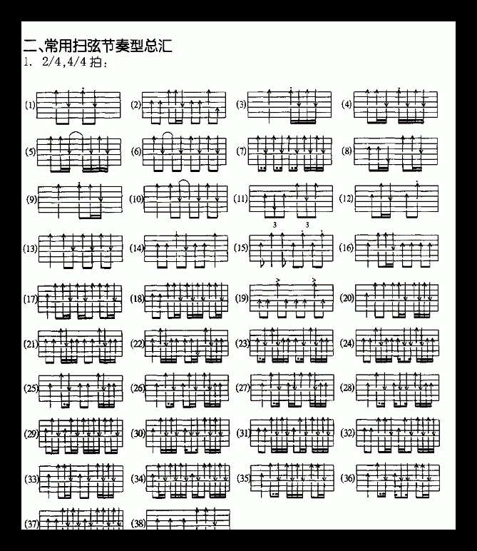 吉他伴奏的常用节奏型,学吉他必备