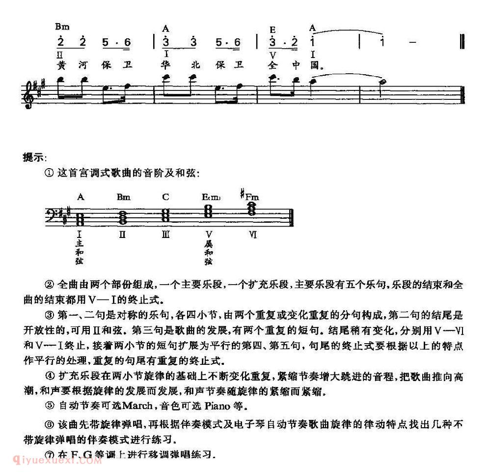 电子琴歌谱【保卫黄河】五线谱