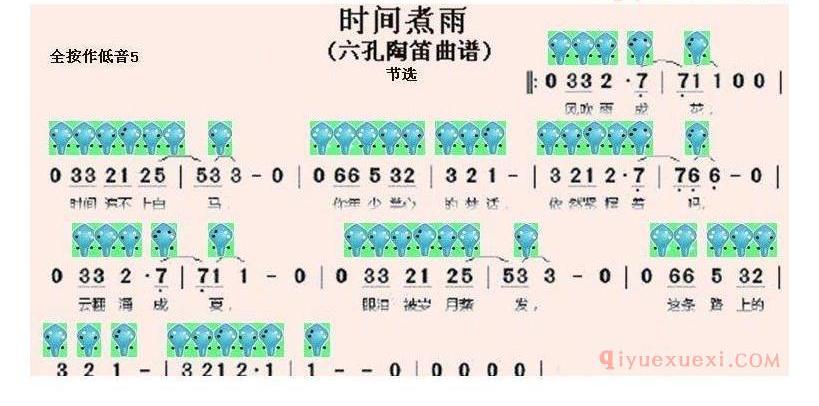 6孔陶笛谱子《时间煮雨》
