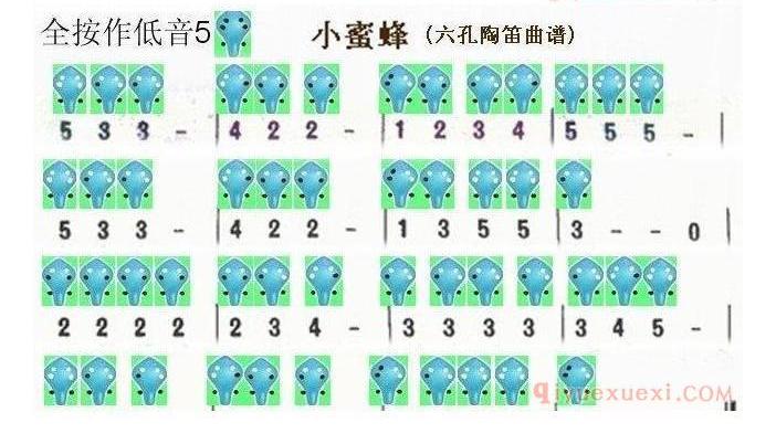 6孔陶笛乐谱《小蜜蜂》
