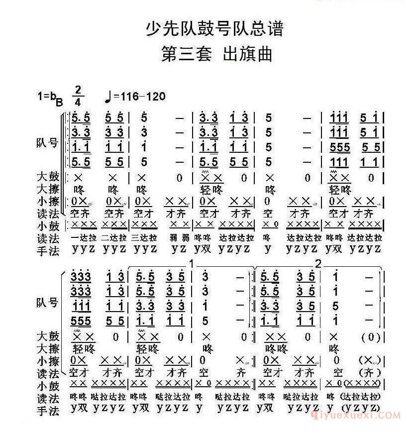中国少年先锋队鼓号队总谱/第三套 出旗曲
