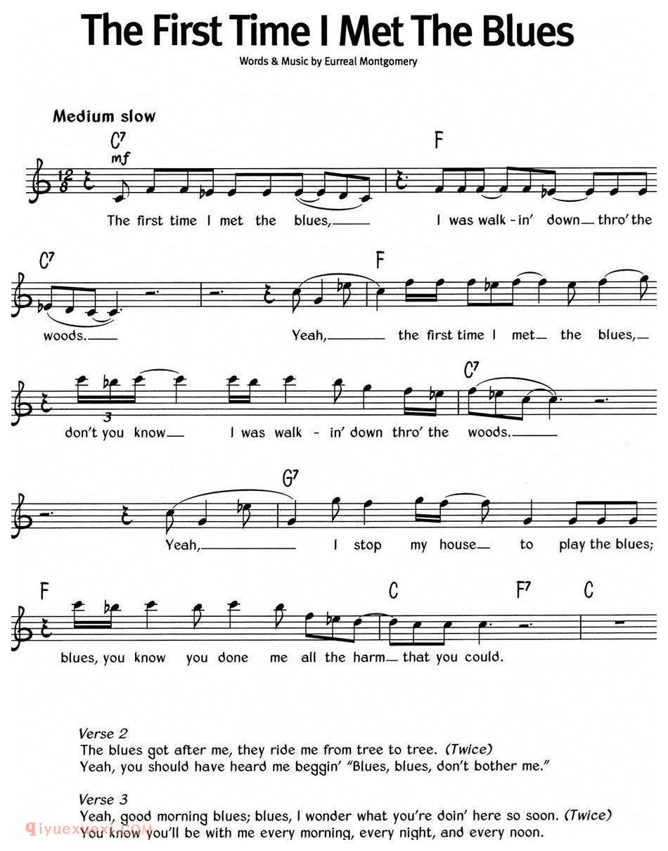 蓝调音乐：The First Time I Met The Blues  | 五线谱