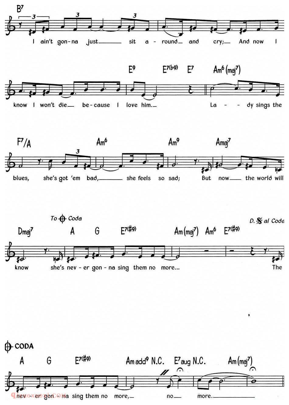 蓝调音乐：The Lady Sings The Blues  | 五线谱