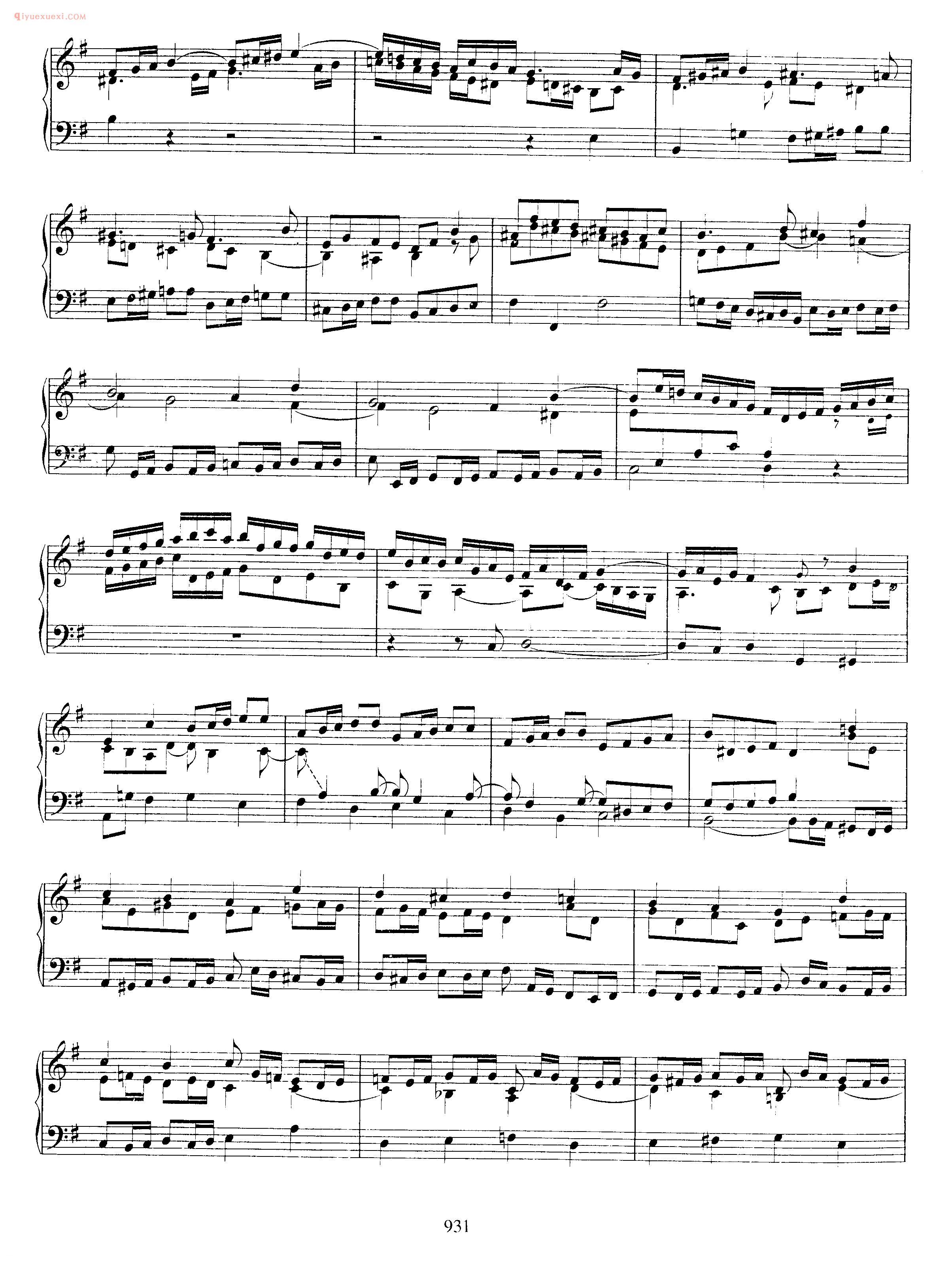 巴赫e小调赋格曲《Fugue_in E Minor_BWV 956》