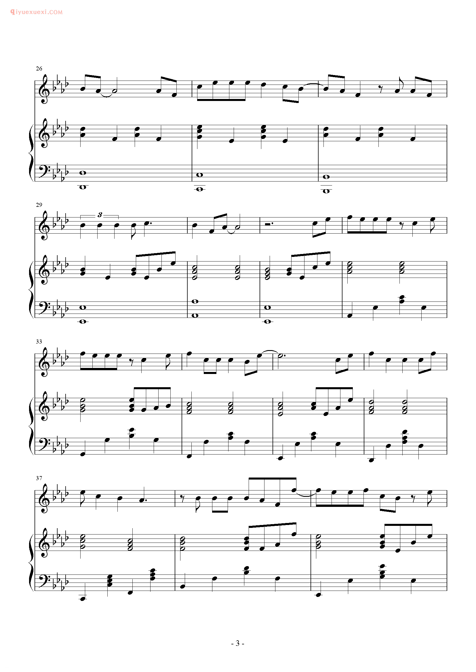 刘德华歌曲《练习》钢琴谱五线谱