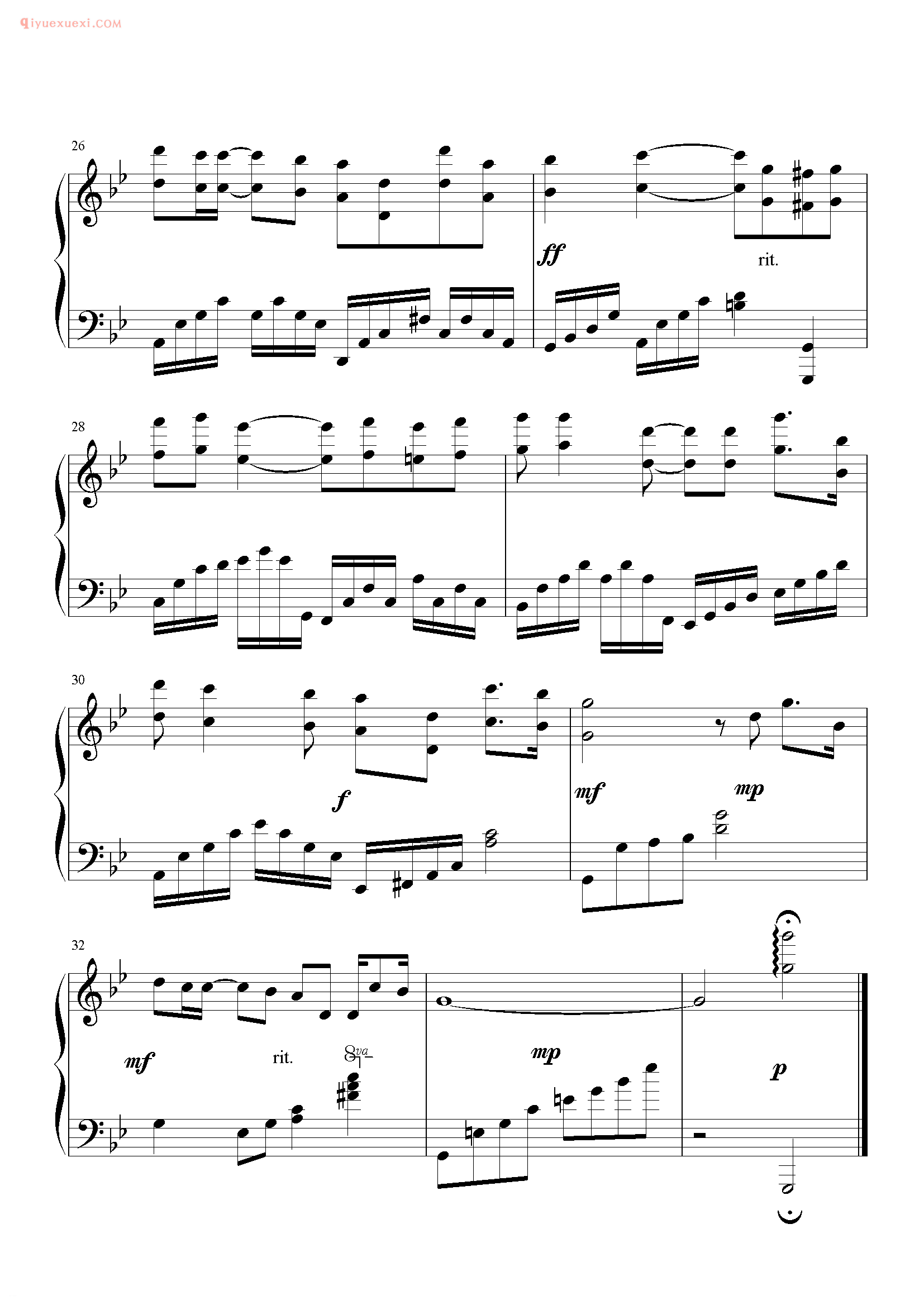 孙楠歌曲《是否爱过我》钢琴谱五线谱