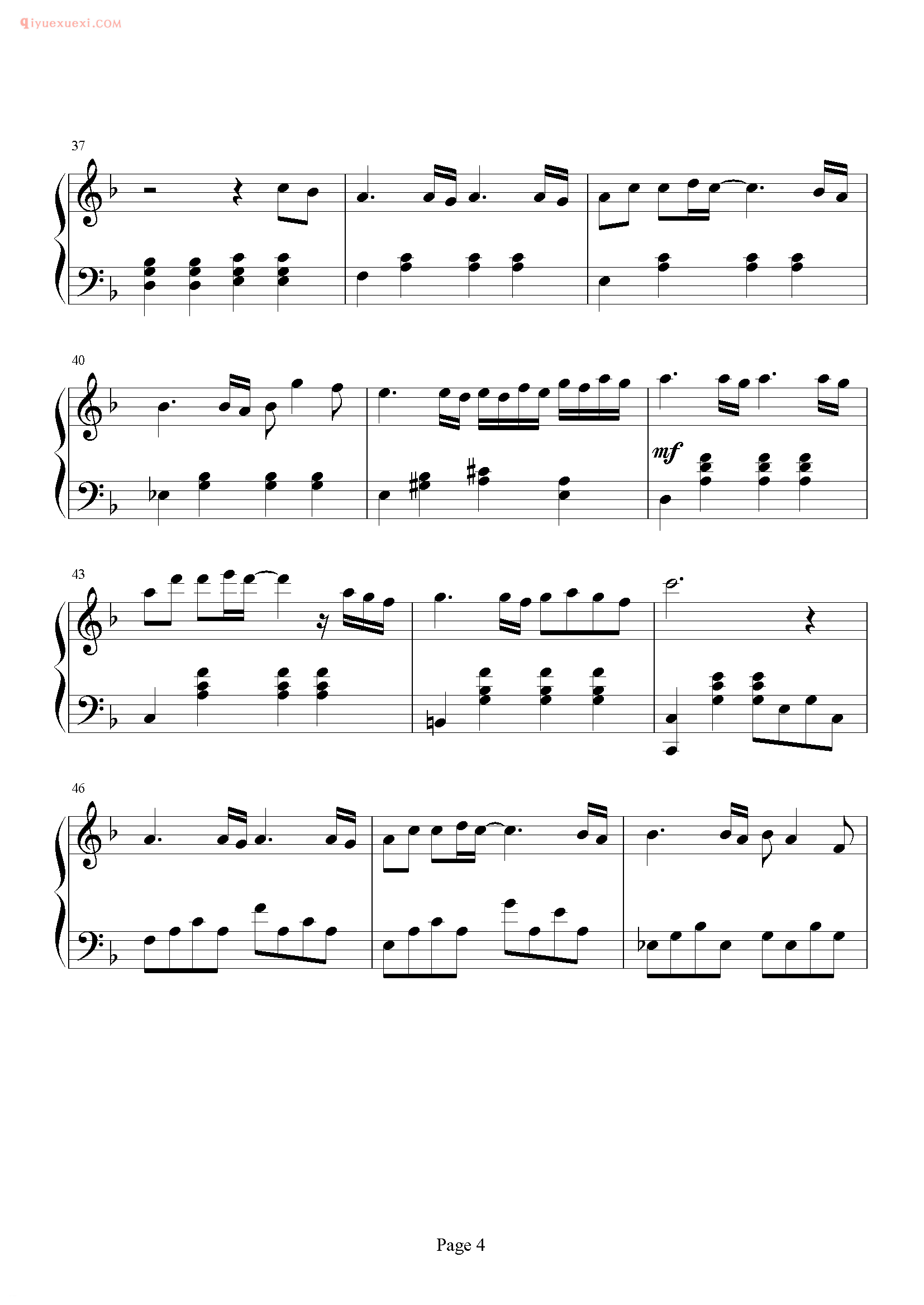 张国荣歌曲《当年情》钢琴谱五线谱