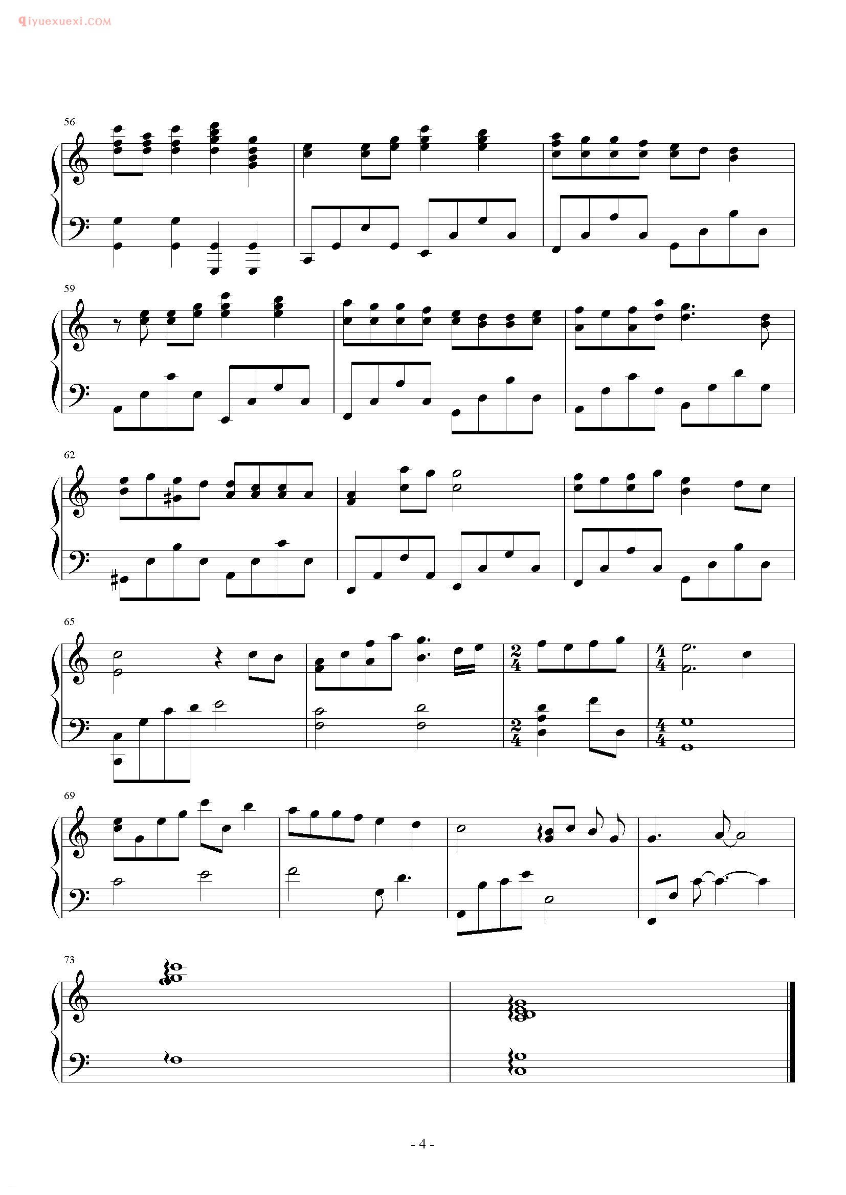 蔡依林歌曲《台湾的心跳声》钢琴谱五线谱