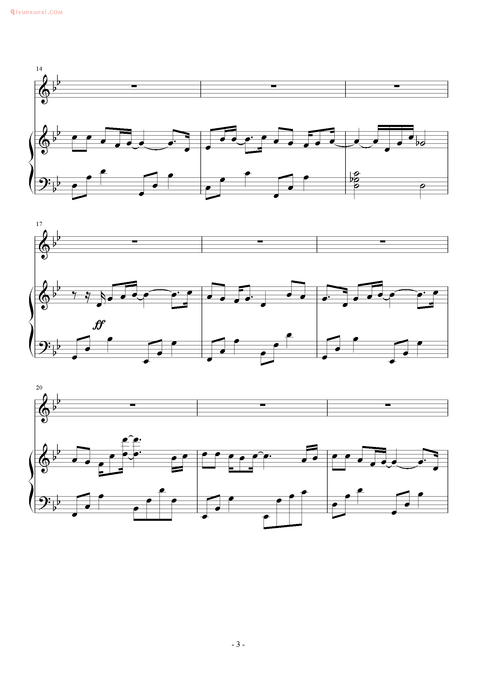 张学友歌曲《一千个伤心的理由》钢琴谱五线谱