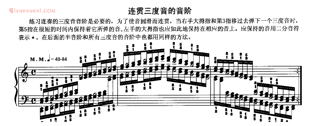 哈农钢琴练指法：连贯三度音的音阶