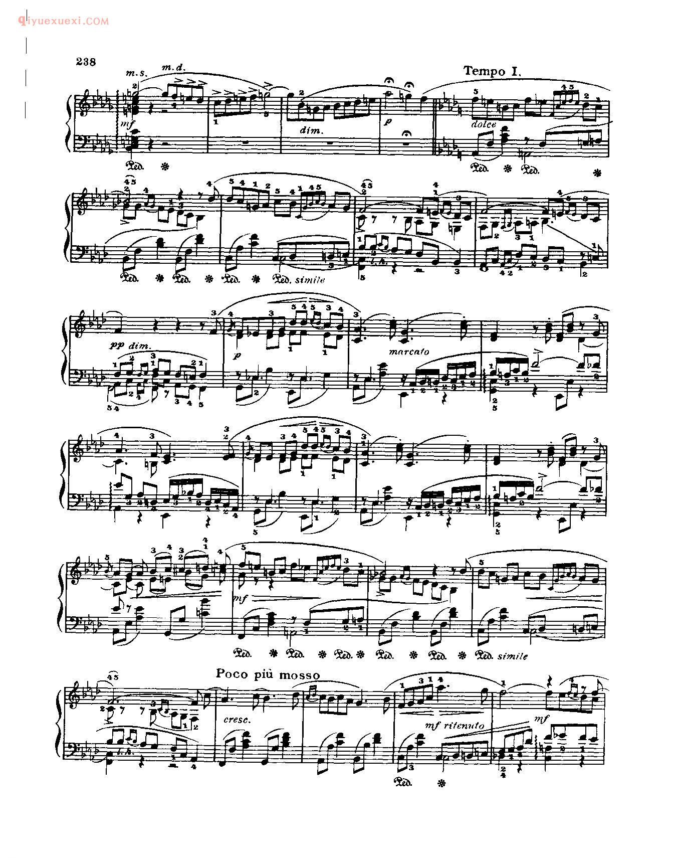 世界钢琴名曲谱_浪漫曲(作品5)_柴科夫斯基
