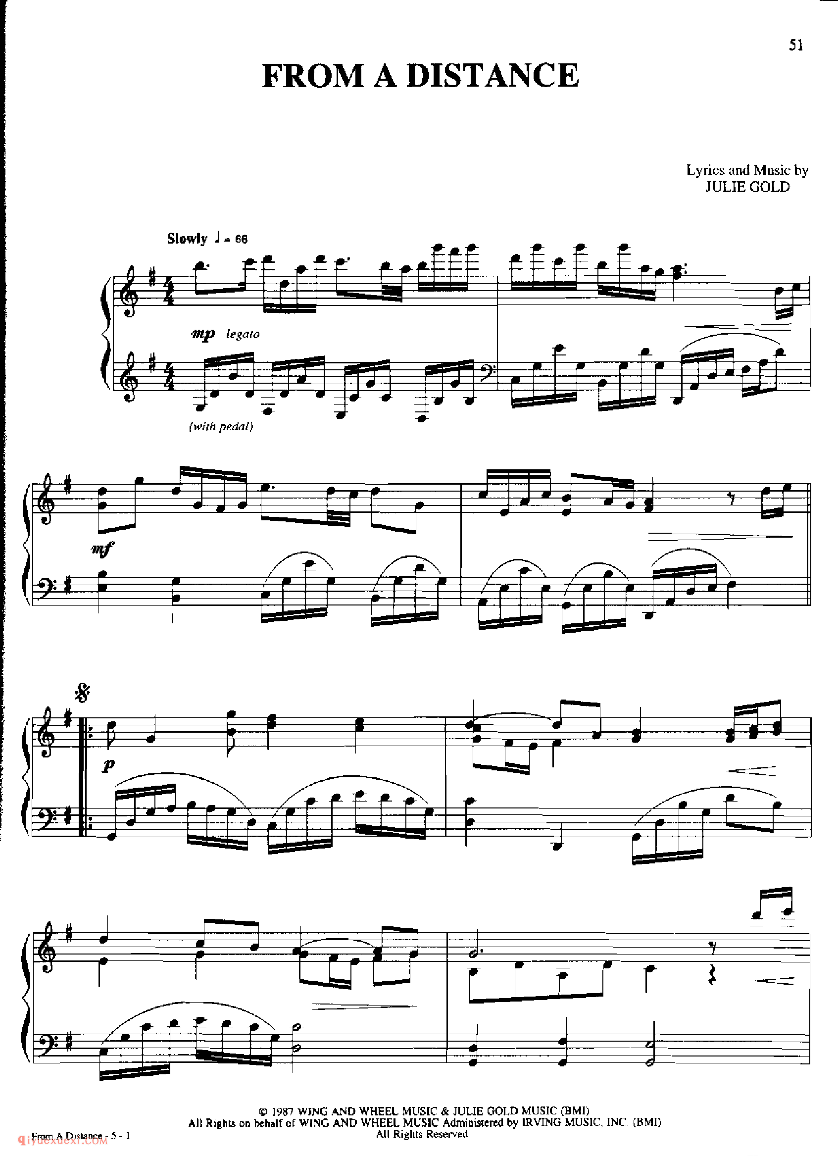 FROM A DISTANCE_丹·考斯特_Dan Coates_钢琴高级独奏乐曲谱