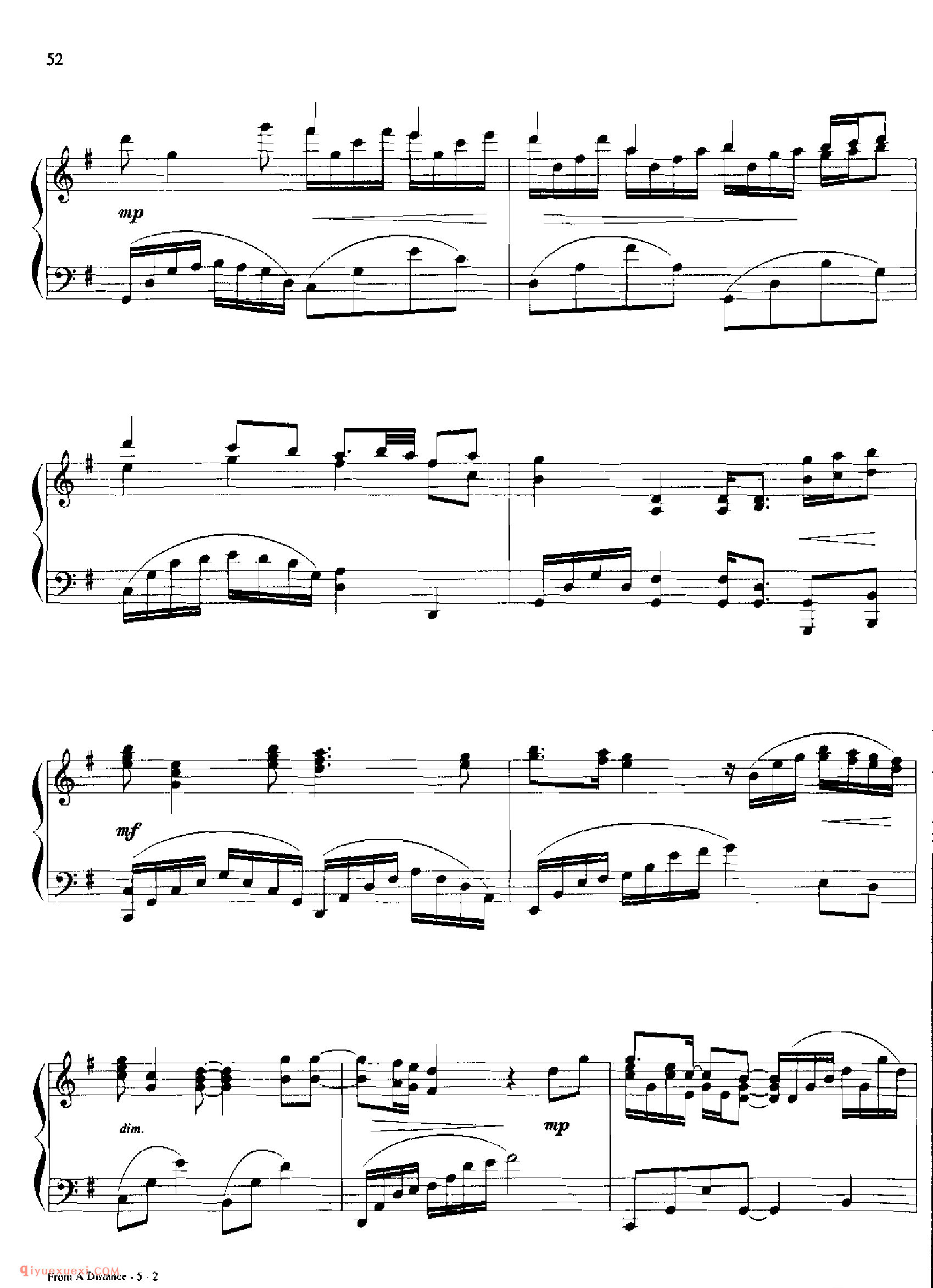 FROM A DISTANCE_丹·考斯特_Dan Coates_钢琴高级独奏乐曲谱