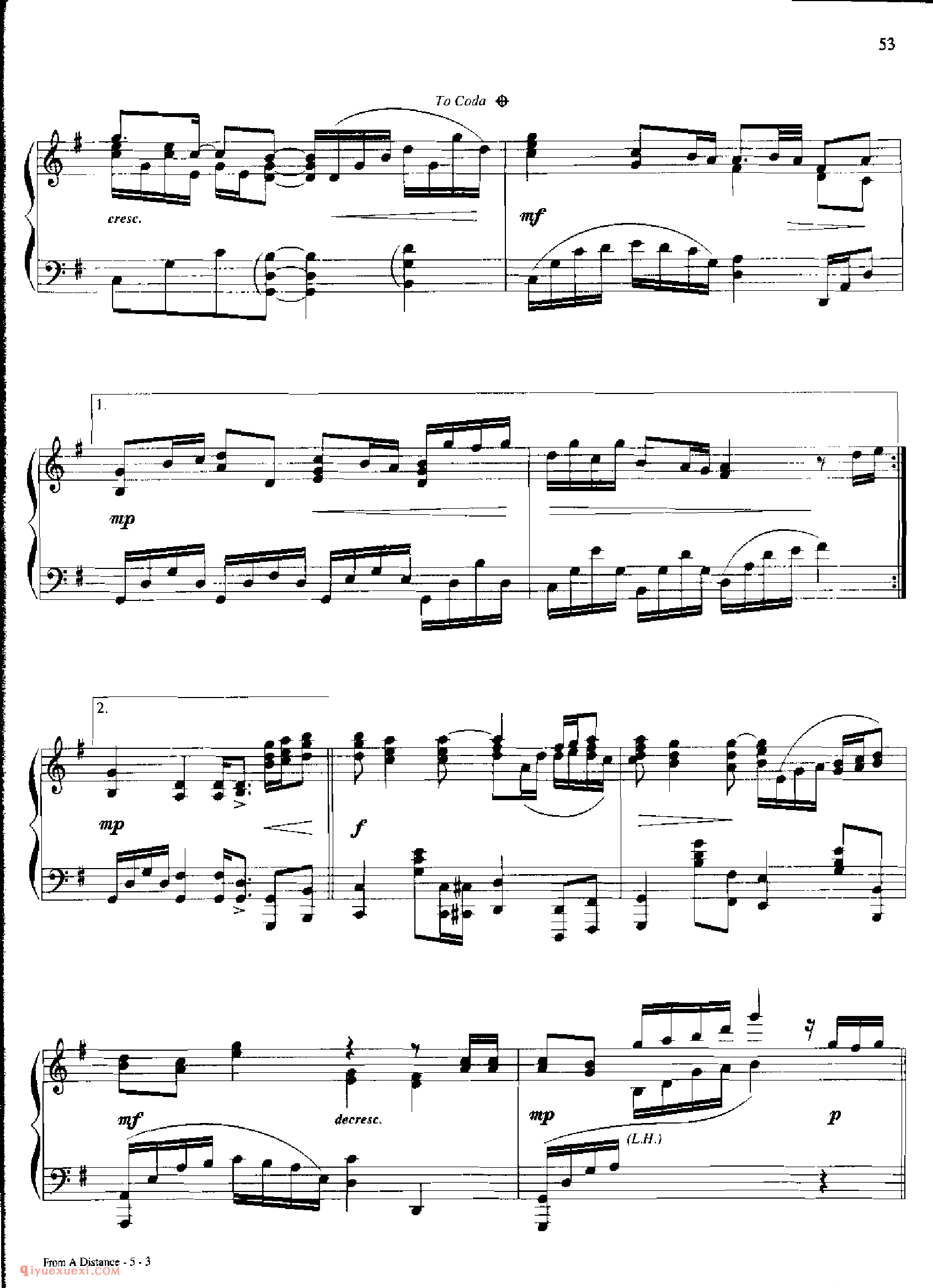 FROM A DISTANCE_丹·考斯特_Dan Coates_钢琴高级独奏乐曲谱