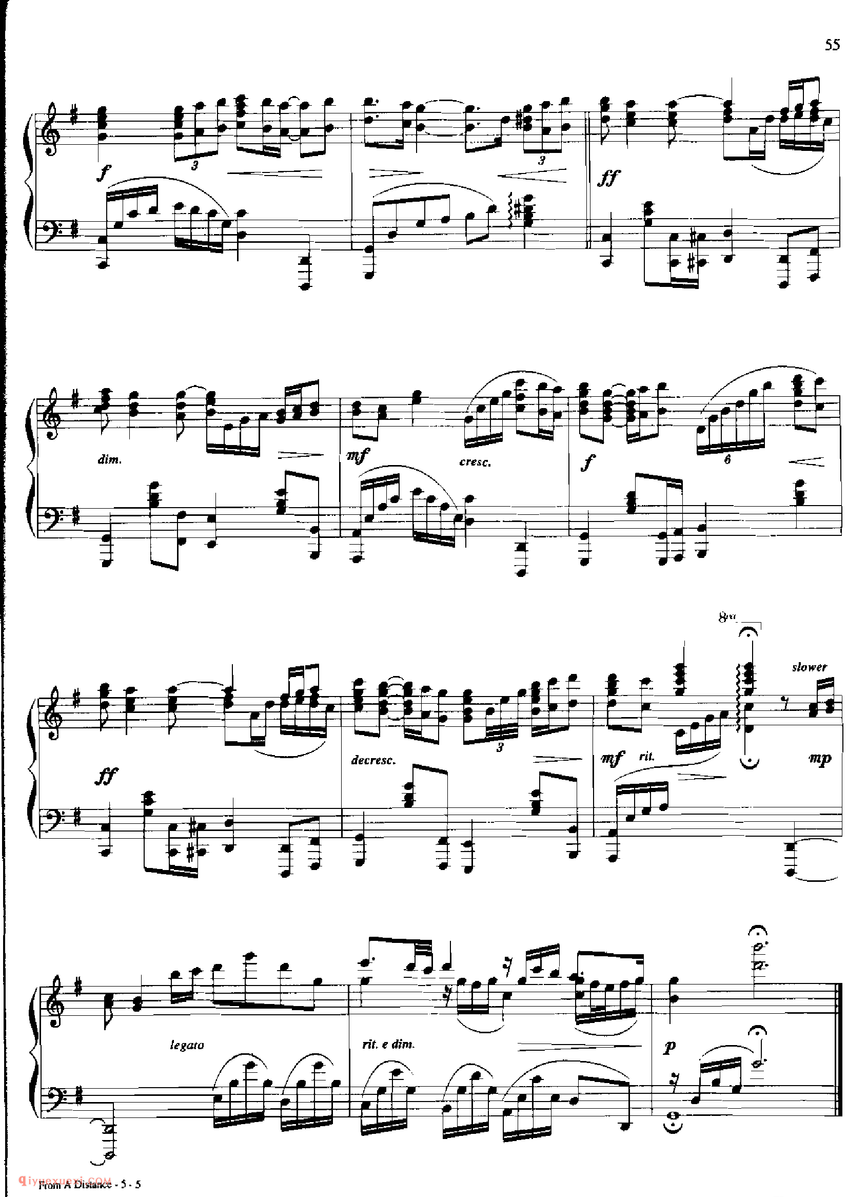 FROM A DISTANCE_丹·考斯特_Dan Coates_钢琴高级独奏乐曲谱