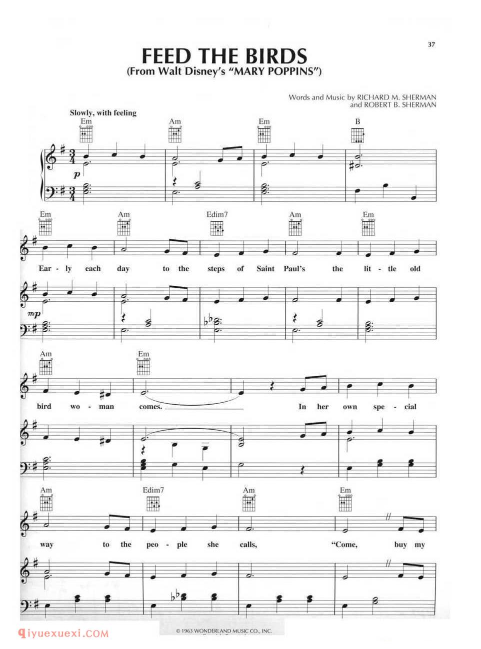 FEED THE BIRDS_钢琴/声乐/吉他歌集_迪士尼乐曲谱