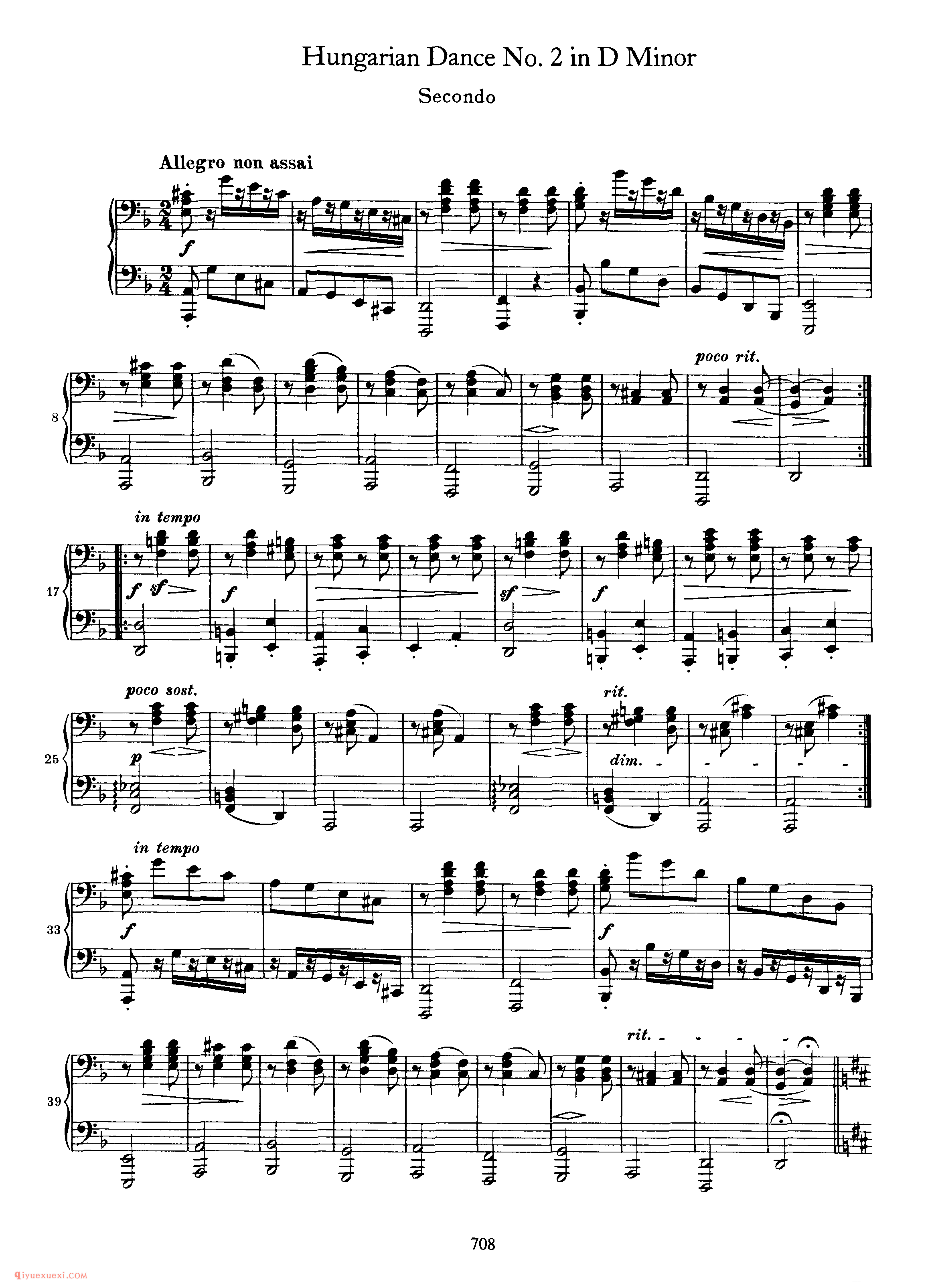 Hungarian Dance No.2 in D Minor_勃拉姆斯《匈牙利舞曲》四手联弹
