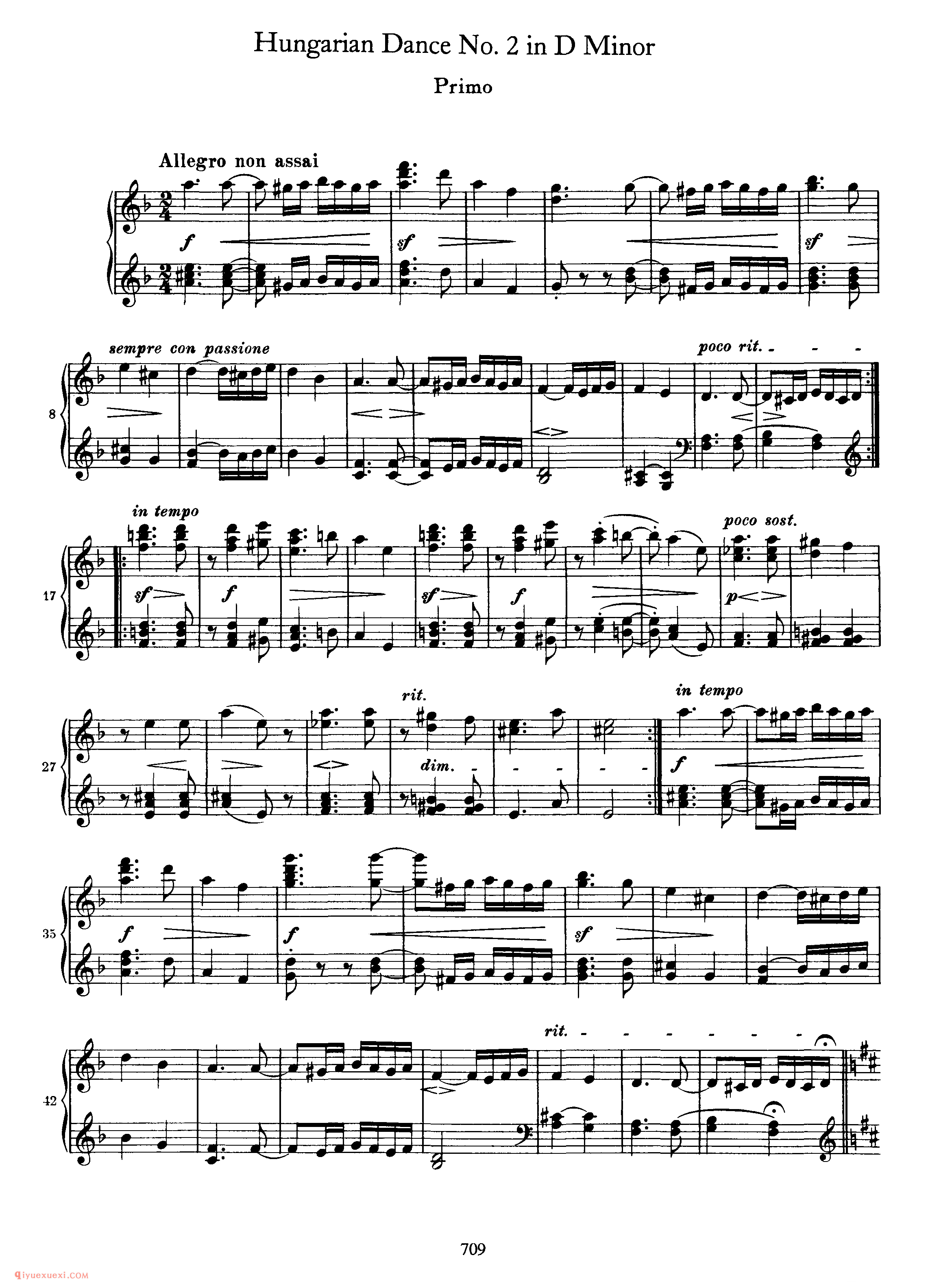 Hungarian Dance No.2 in D Minor_勃拉姆斯《匈牙利舞曲》四手联弹