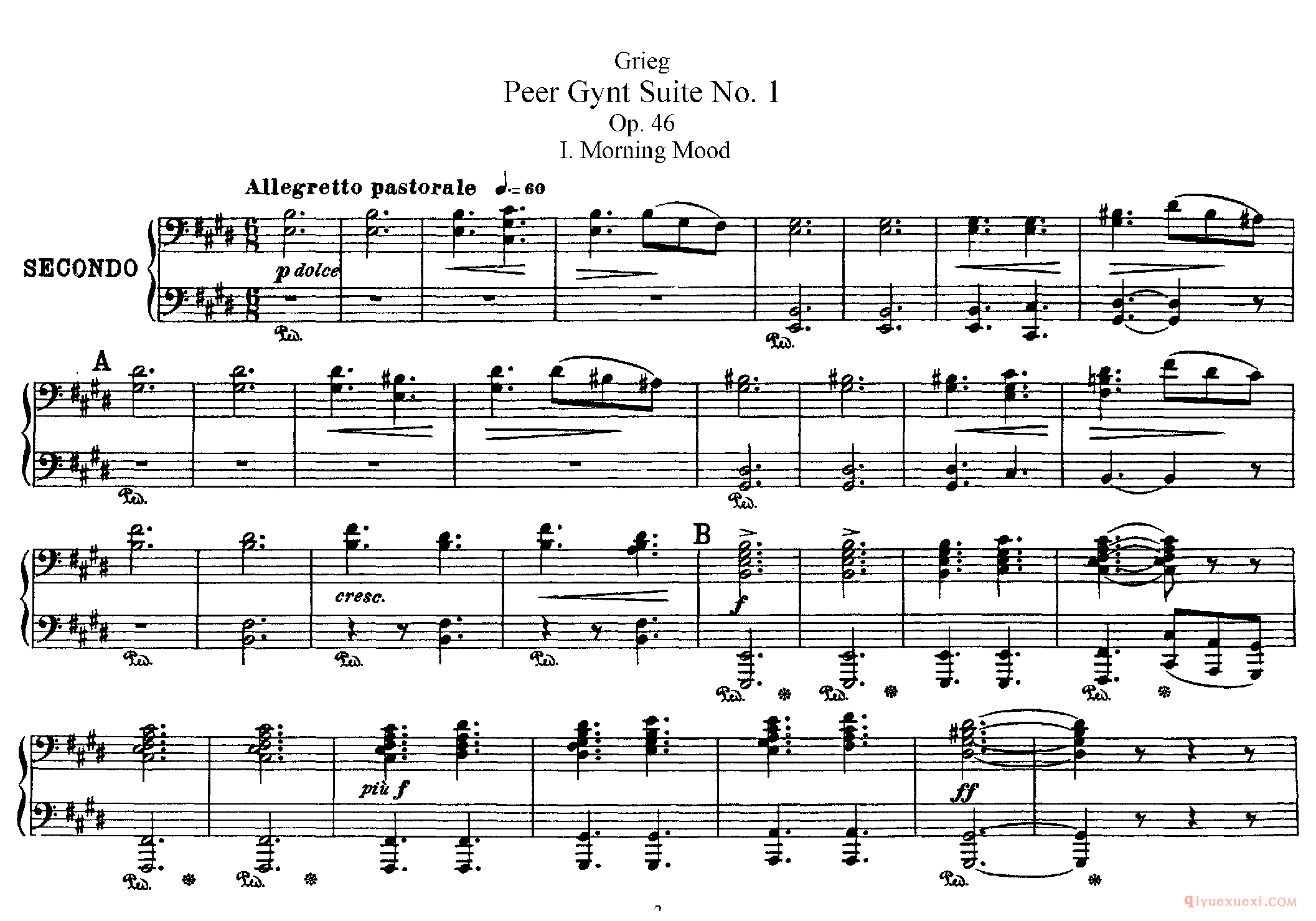 格里格皮尔金组曲_Peer Gynt Suite No 1, Op 46_四手联弹_格里格钢琴谱
