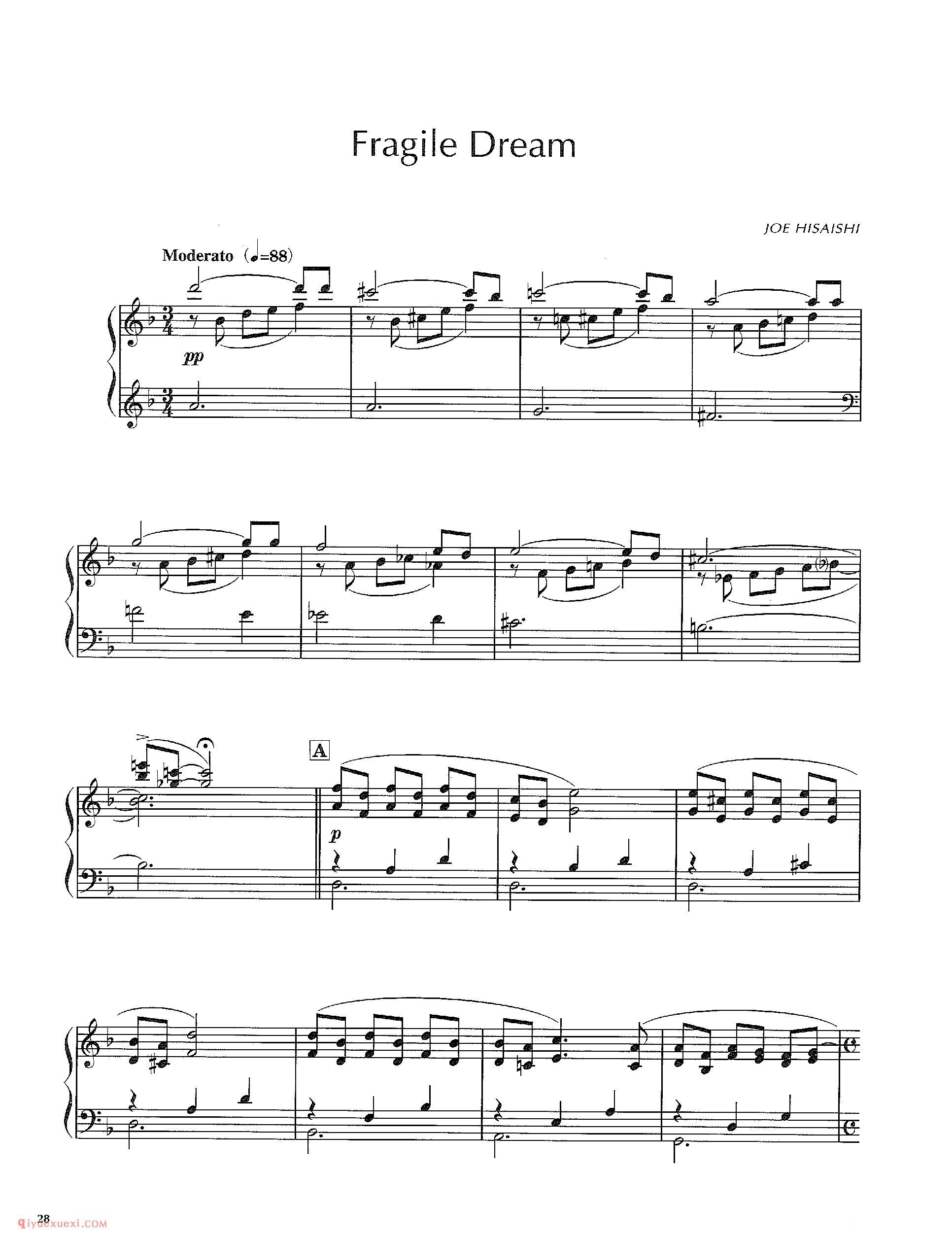 Fragile Dream_久石让钢琴谱