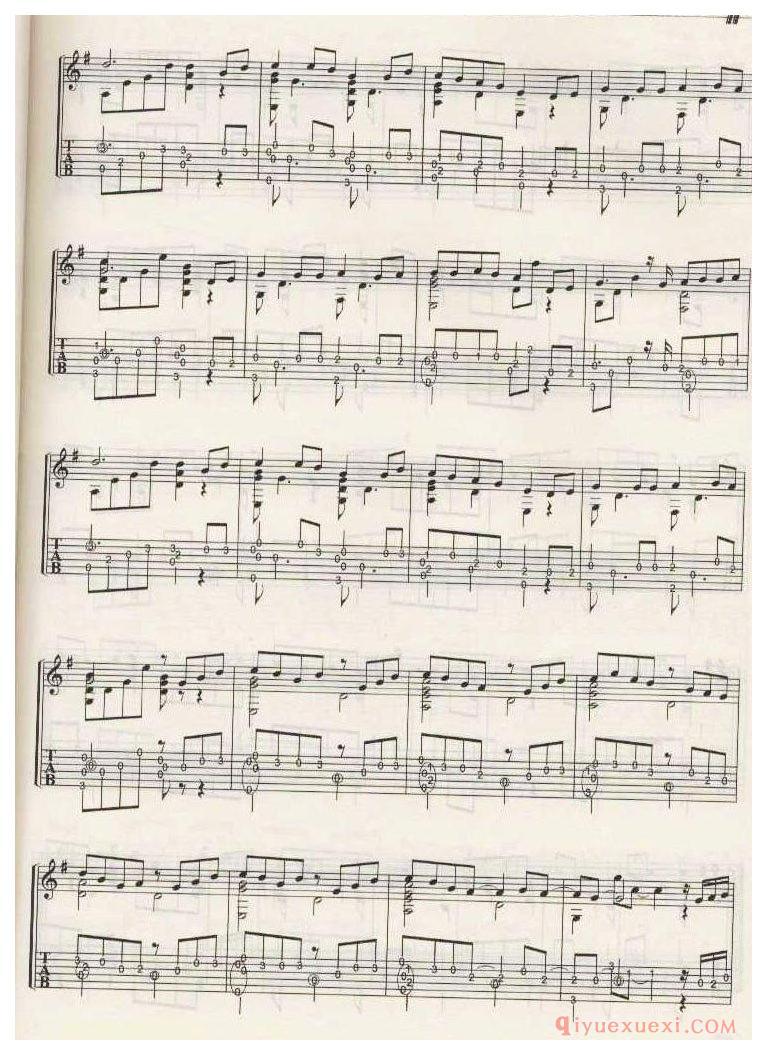 一首简单的歌_王力宏_吉他独奏乐曲谱