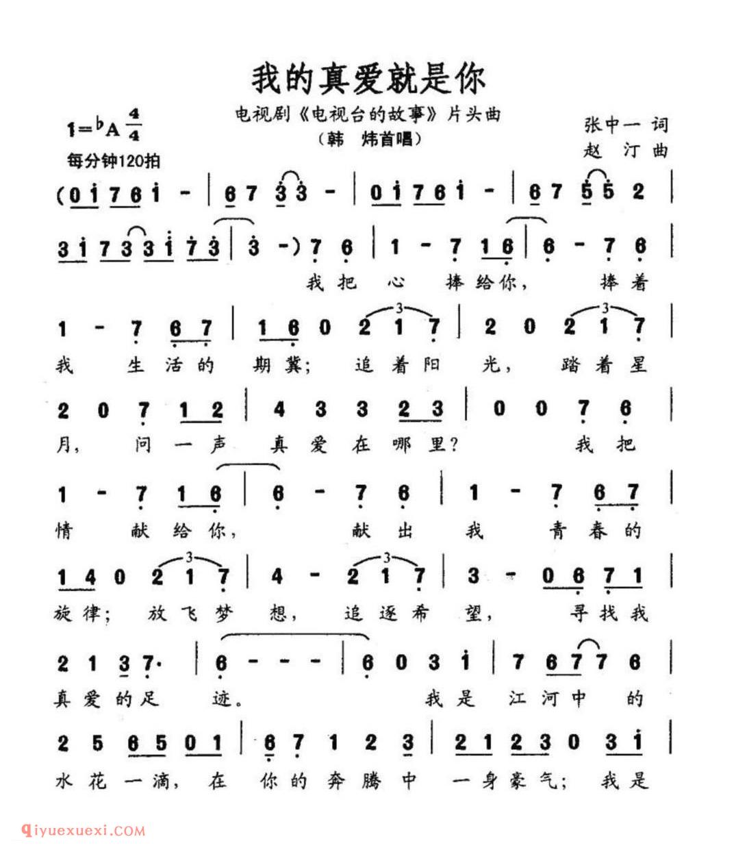 我的真爱就是你 张中一词 赵汀曲