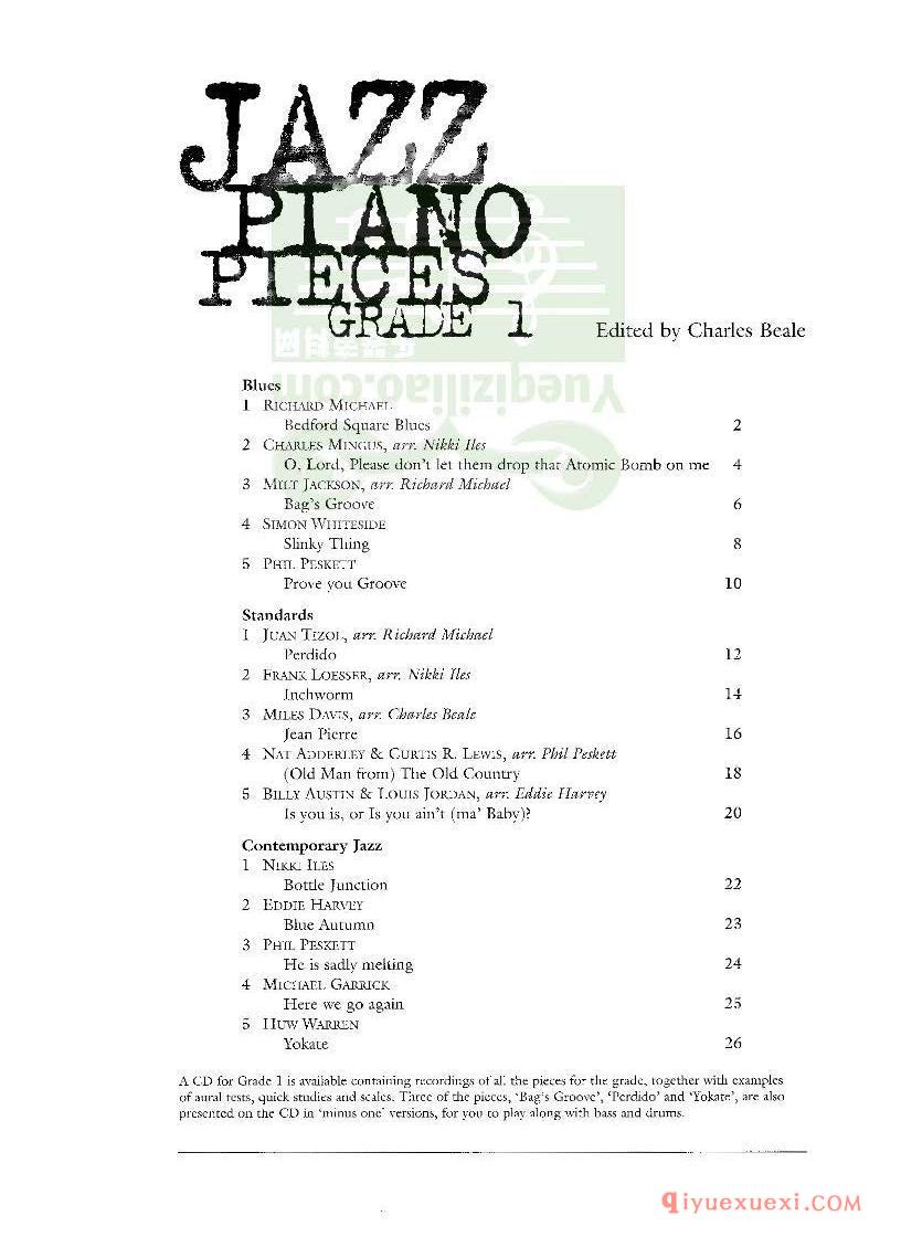 PDF钢琴谱下载 | 爵士钢琴曲1级钢琴乐曲谱集(Jazz piano pieces grade 1)原版电子书