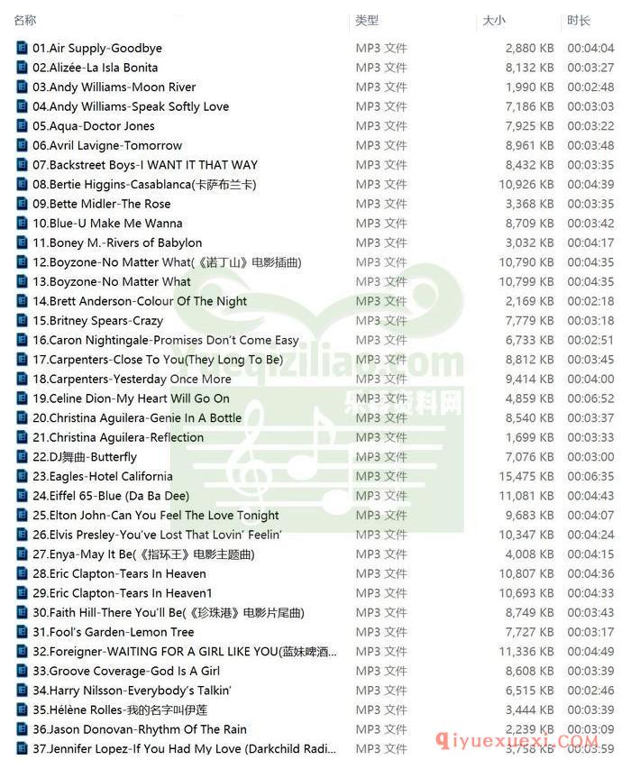 74首超级好听的经典英文歌曲MP3音乐打包免费下载
