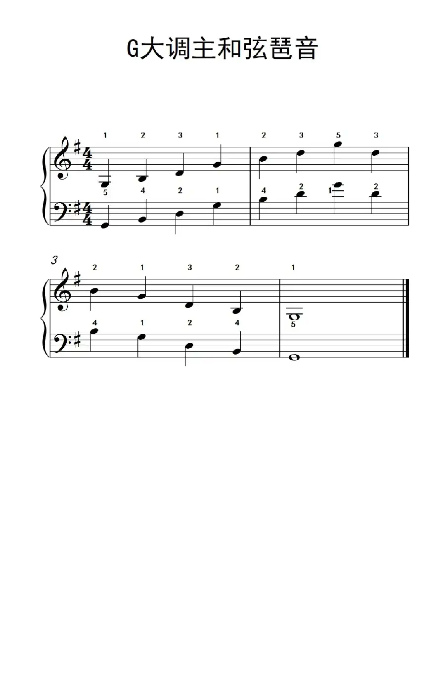 G大调主和弦琶音(儿童钢琴练习曲)