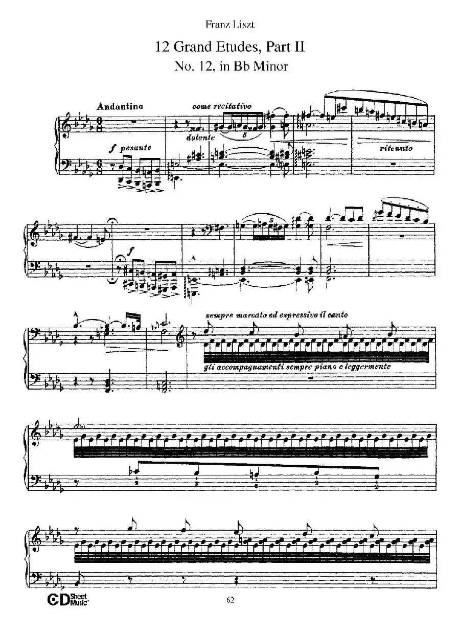 12 Grand Etudes S.137(12首华丽的练习曲·12)