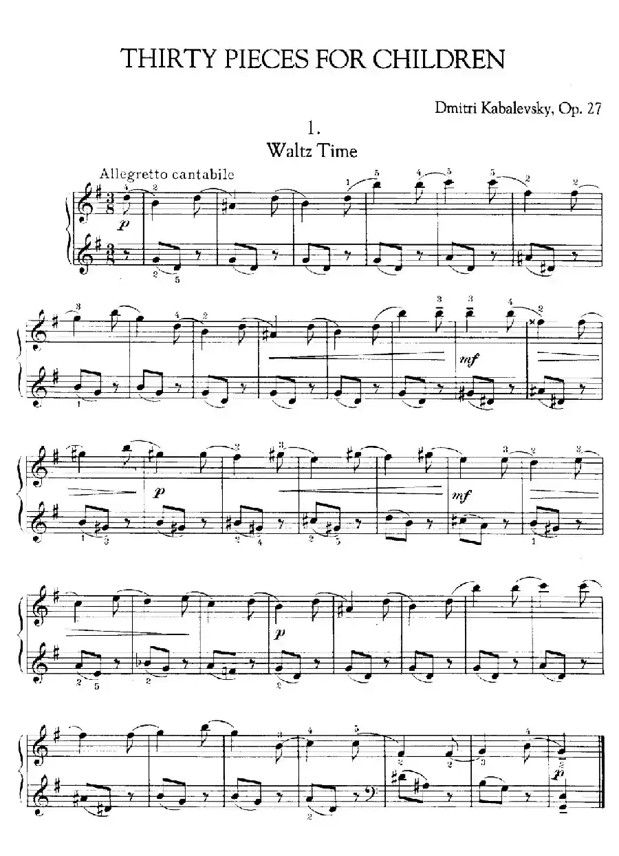 Thirty Pieces For Children Op.27(30首儿童钢琴曲 1—5)