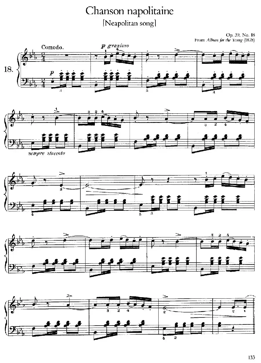 Album for the Young Op.39(儿童钢琴曲集)(18. 那不勒斯民歌 Neapolitan Song)