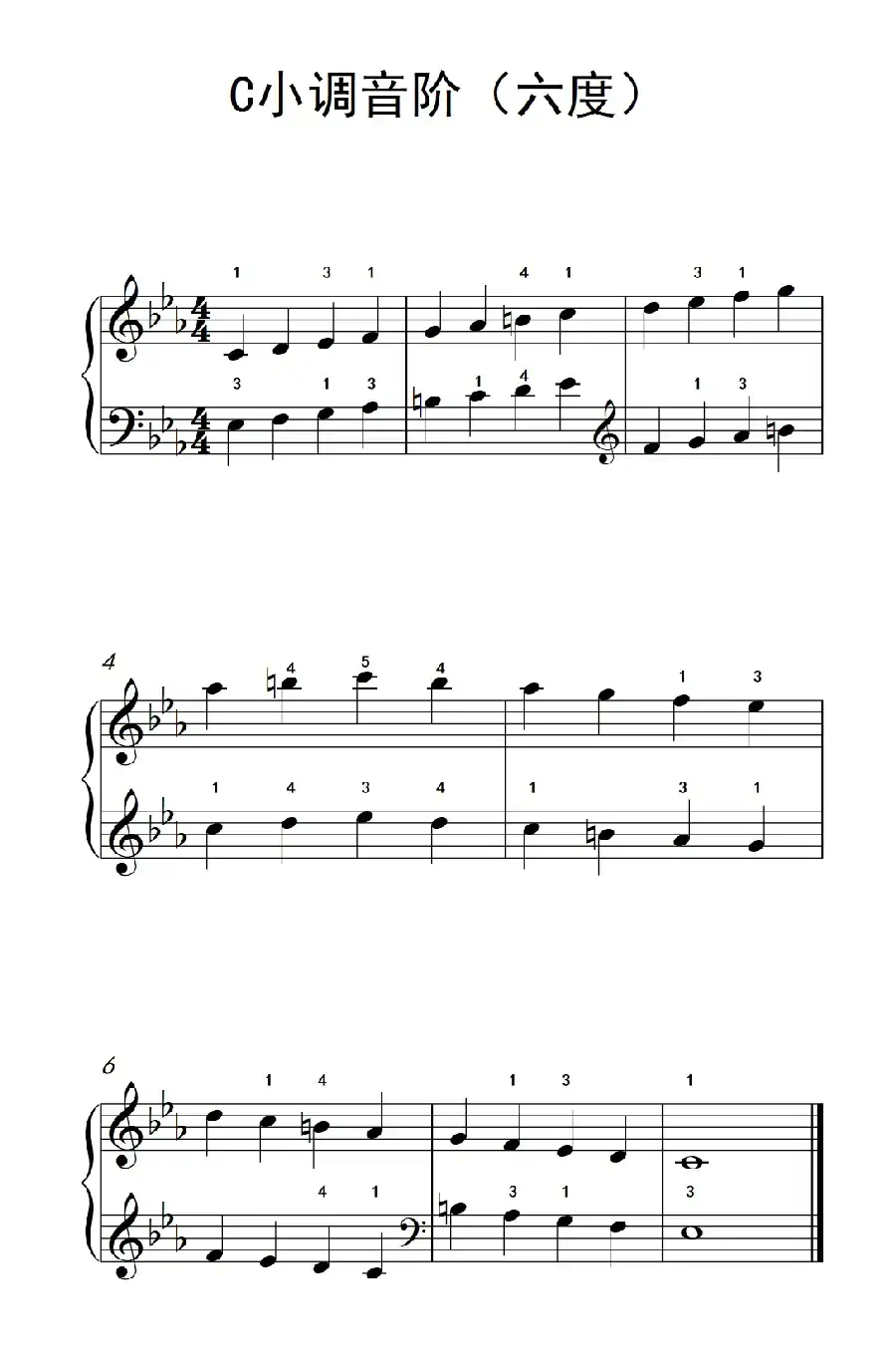 C小调音阶(六度)(孩子们的钢琴音阶、和弦与琶音 2)