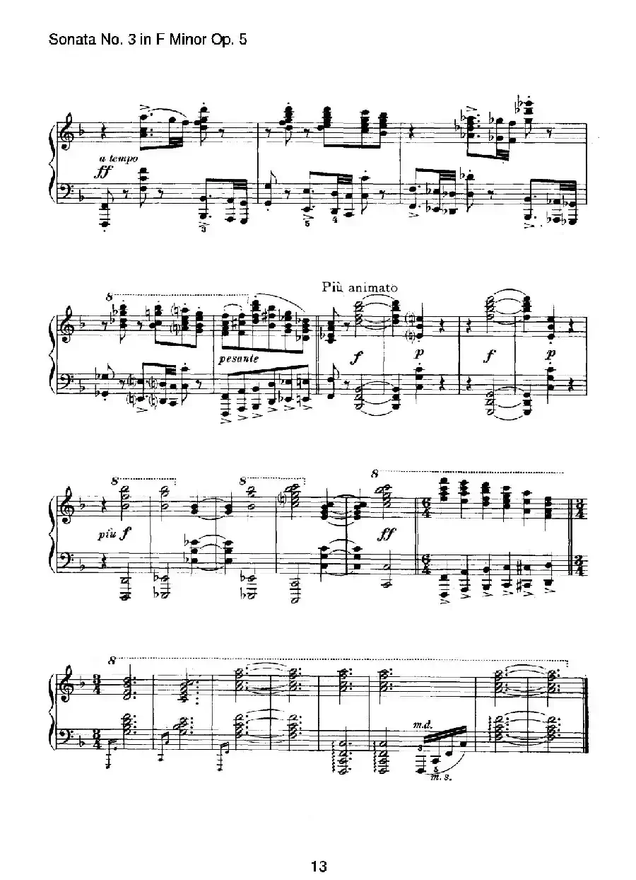 Piano Sonata No.3 in f Minor Op.5(f小调第三钢琴奏鸣曲)