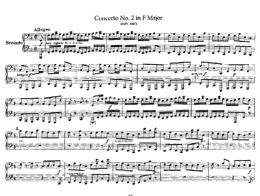 Brandenburg Concerto No.2 in F Major BWV.1047(F大调第二勃兰登堡协奏曲·四手联弹版)
