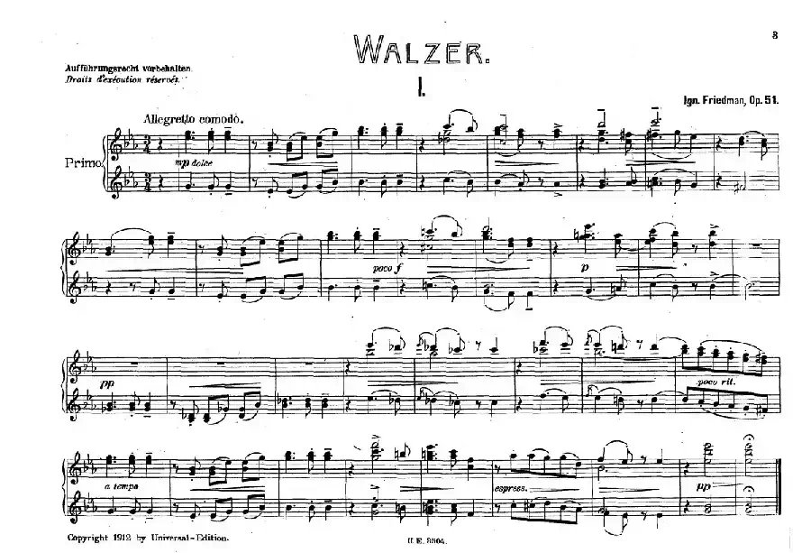 5 Waltzes Op.51-4 Hands(5首圆舞曲-四手联弹)