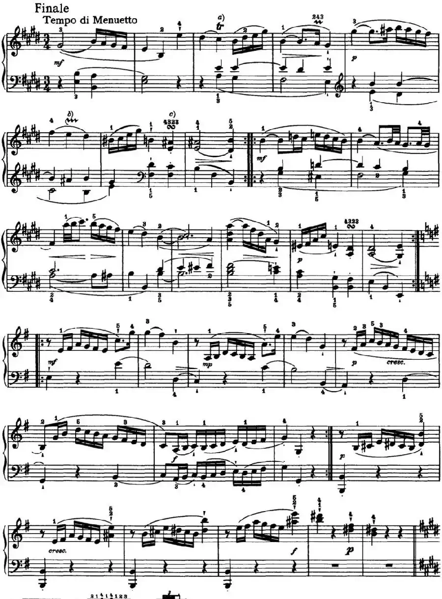 海顿 钢琴奏鸣曲 Hob XVI 22 in E major
