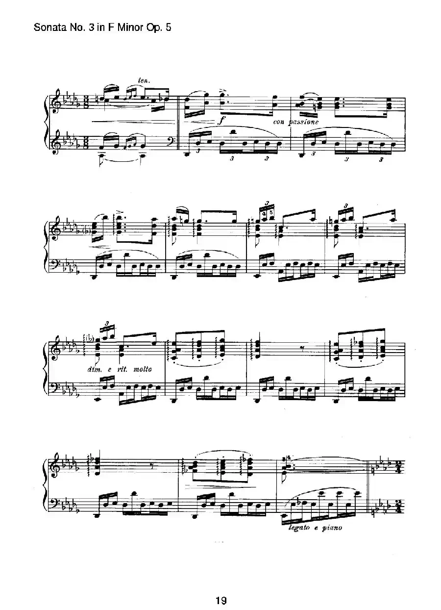 Piano Sonata No.3 in f Minor Op.5(f小调第三钢琴奏鸣曲)