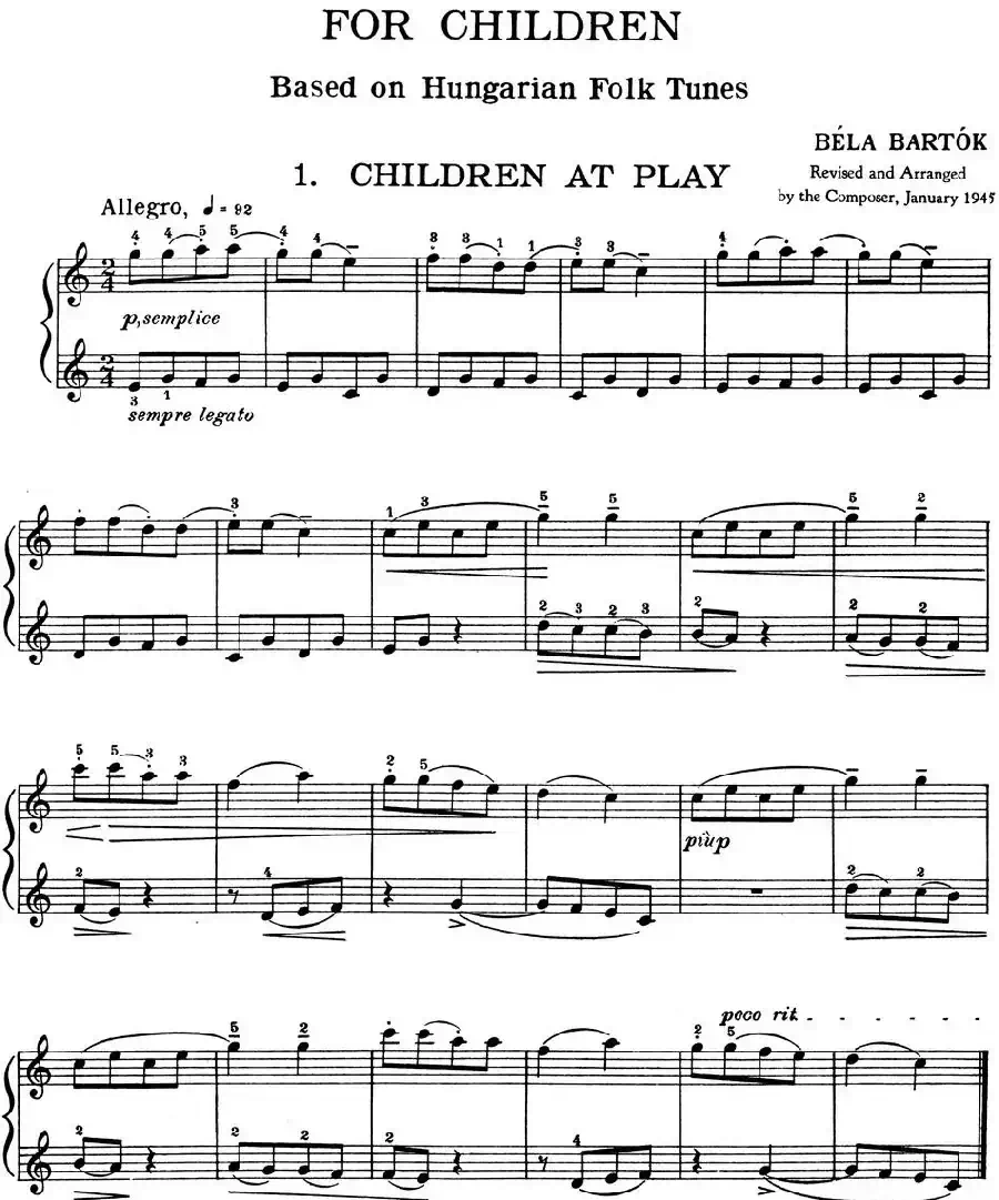 For Children Sz.42(献给孩子们·1)