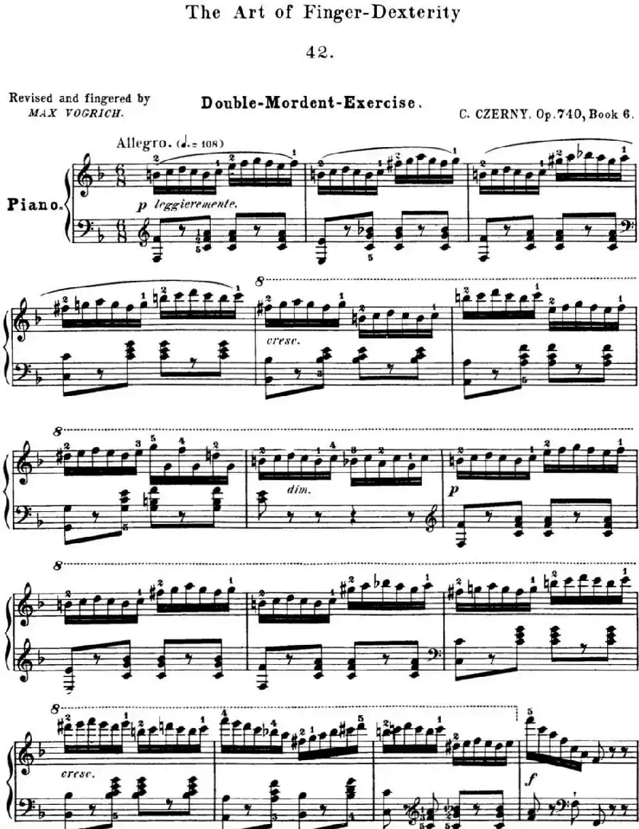 50首车尔尼Op.740钢琴手指灵巧技术练习曲(NO.42)