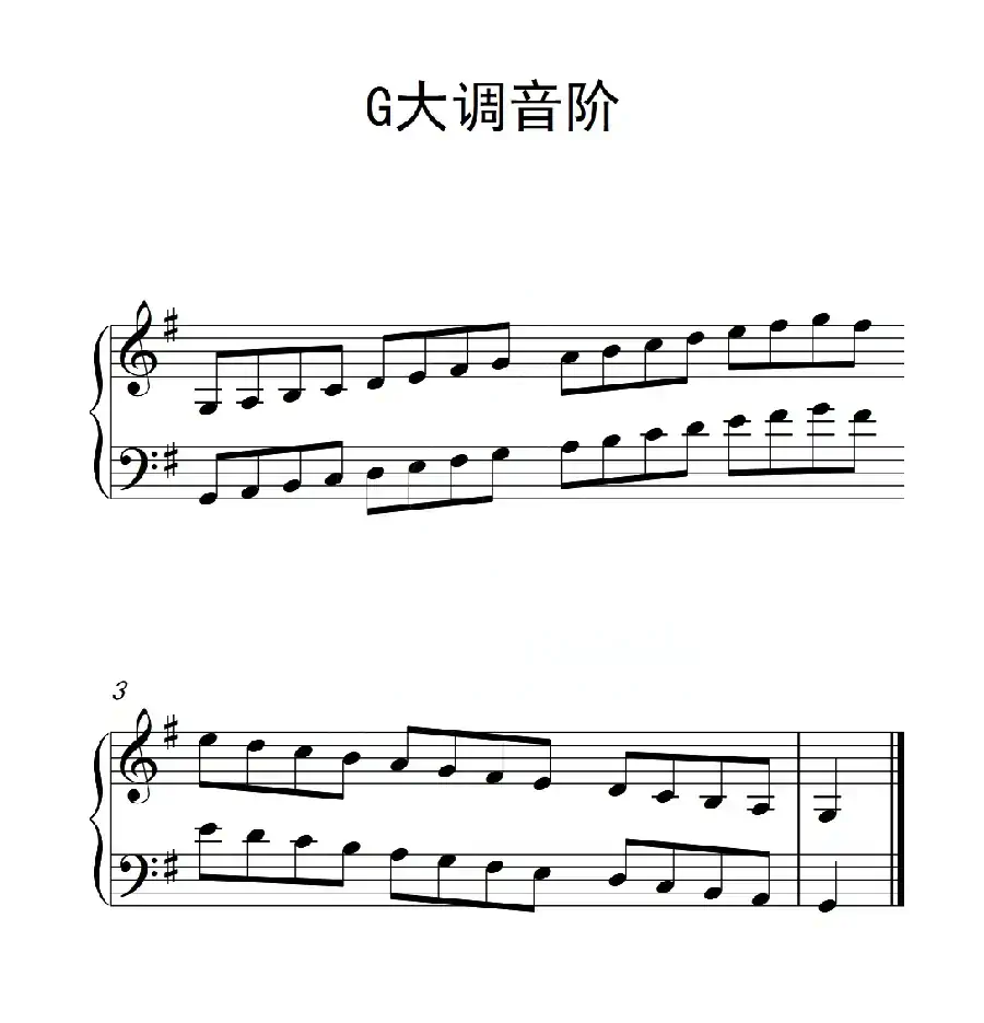 第一级 G大调音阶(中国音乐学院钢琴考级作品1~6级)