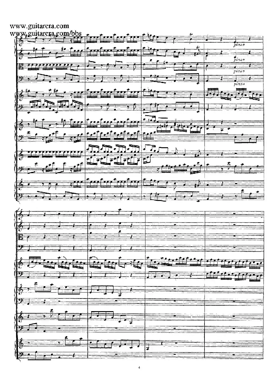 为四架古钢琴而作的a小调协奏曲 BWV 1065(总谱)