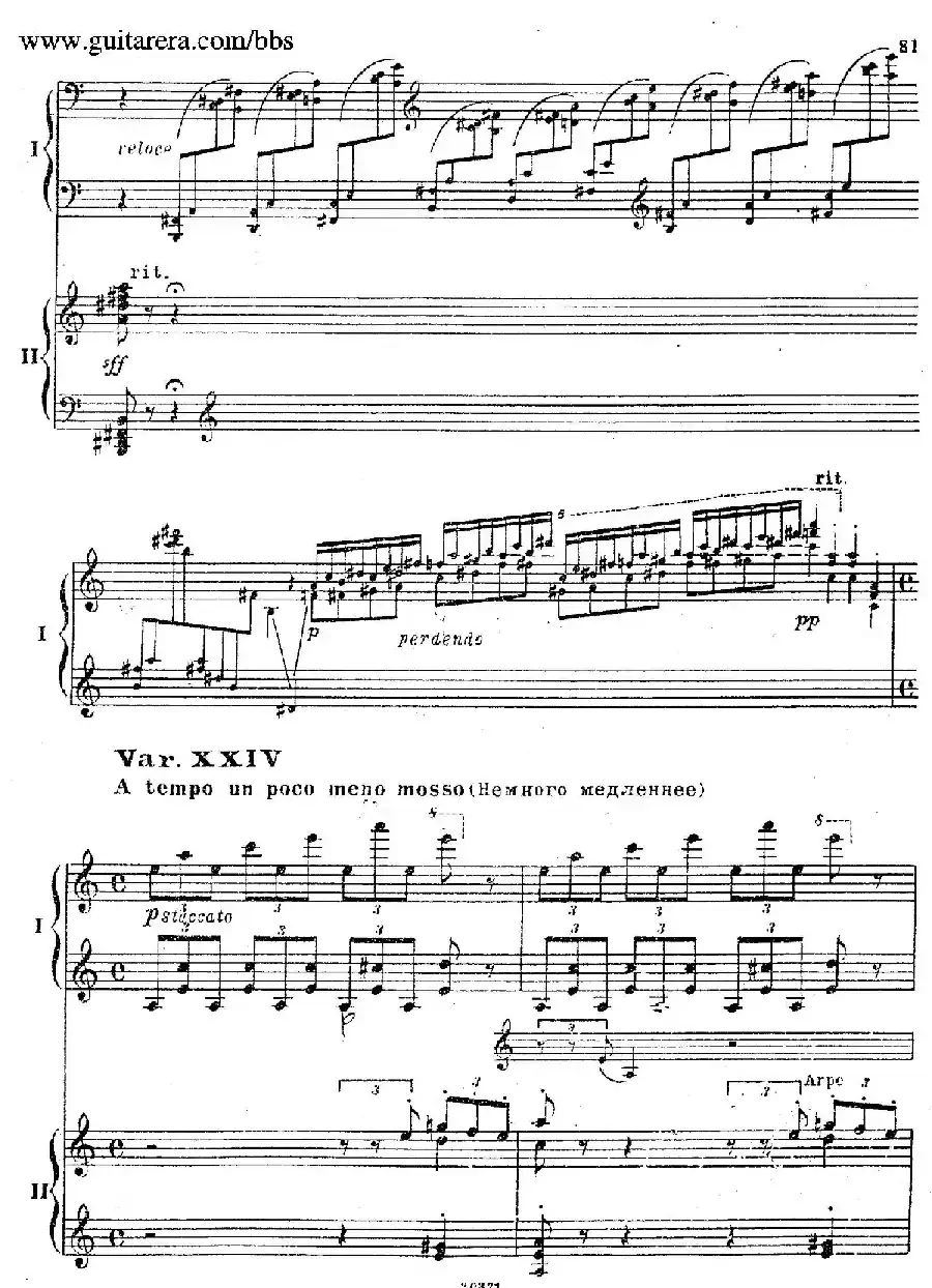 Rhapsody On A Theme Of Paganini Op.43(帕格尼尼主题狂想曲·双钢琴)(P61——87)