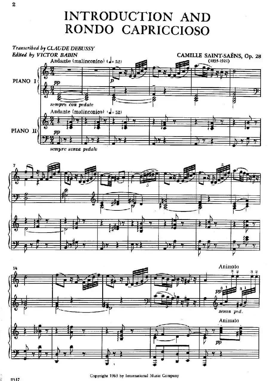 Introduction et Rondo Capriccioso Op.28(引子与随想回旋曲·双钢琴)