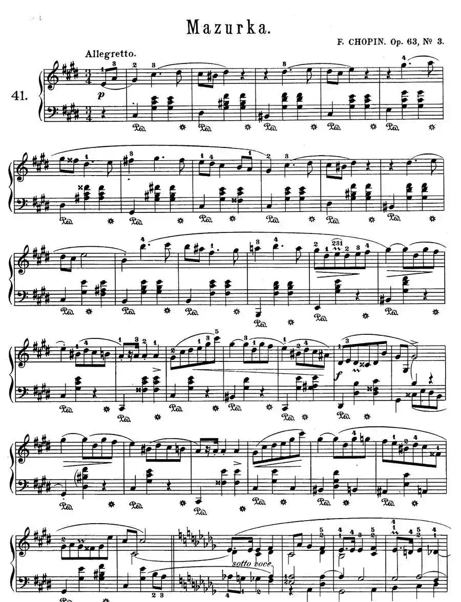 Trois Mazurkas Op·63(3首玛祖卡舞曲-3)