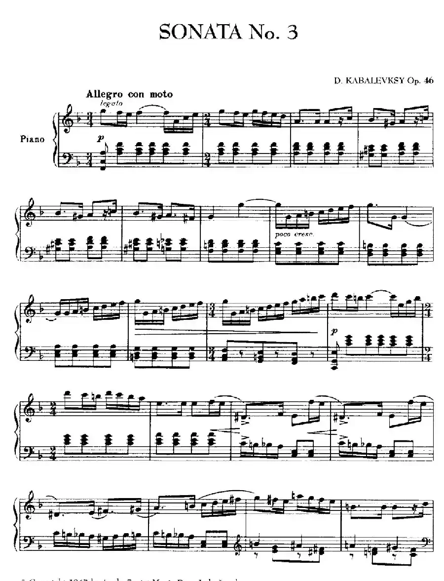 Piano Sonata No.3 in F Major Op.46(F大调第三钢琴奏鸣曲·Ⅰ)