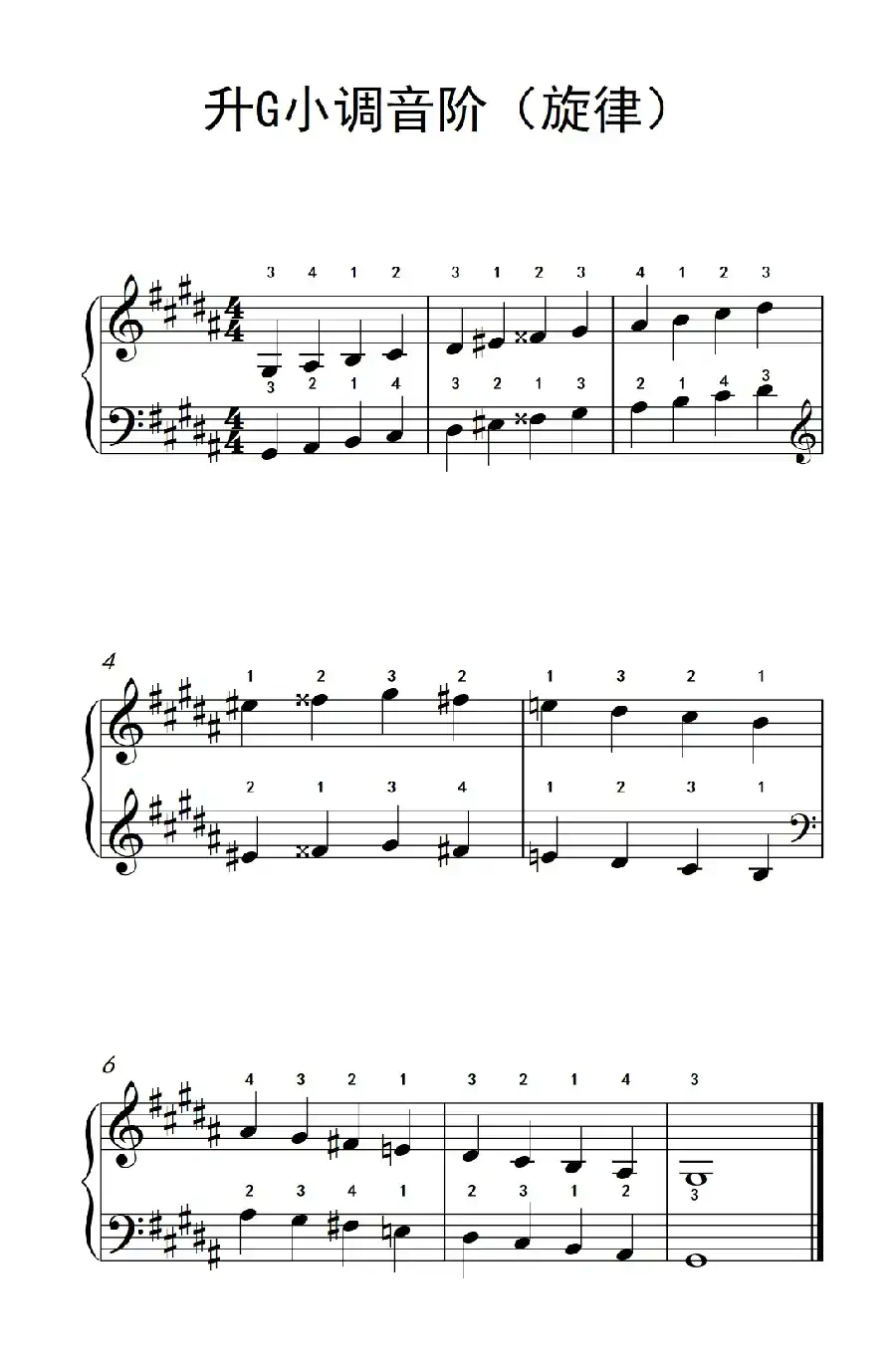 升G小调音阶(旋律)(孩子们的钢琴音阶、和弦与琶音 2)