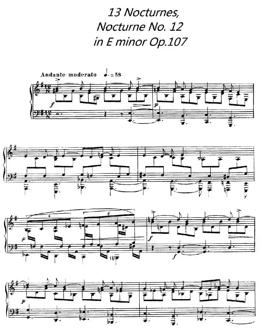 13 Nocturnes, Nocturne No. 12 in E minor (Op.107)