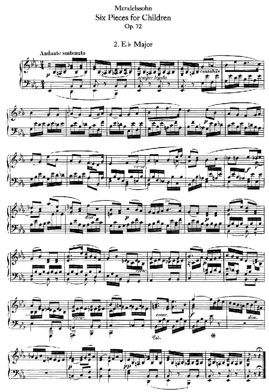 6 Pieces for Children Op.72(6首儿童钢琴曲2.降E大调)