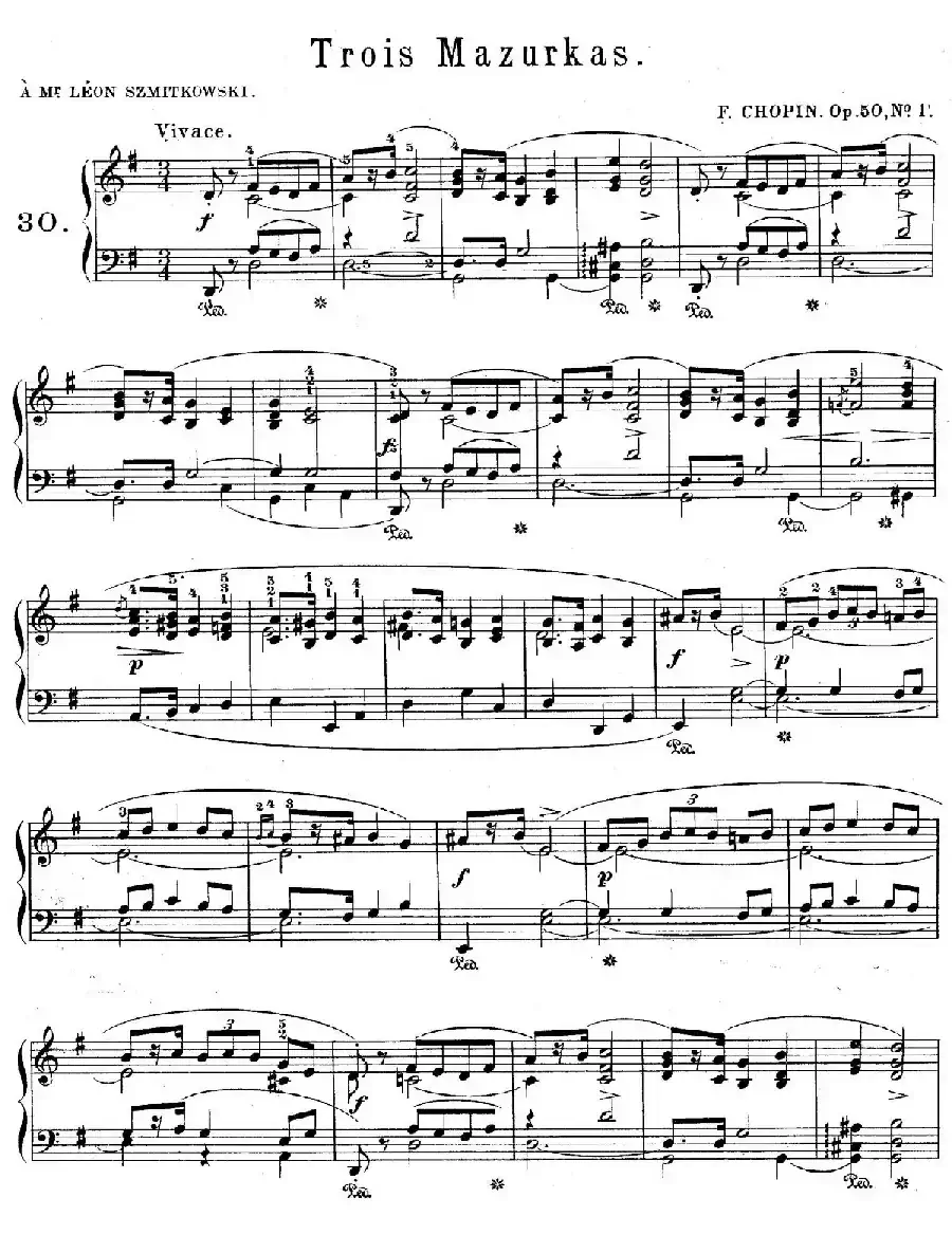 Trois Mazurkas Op.50(3首玛祖卡舞曲·1)